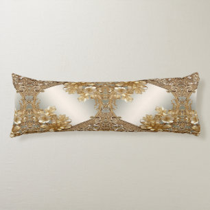Modernes, Verziertes, blumiges Kissen aus Gold