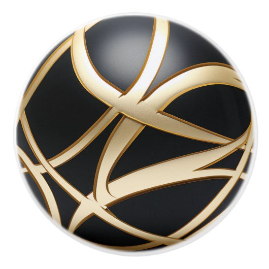 Modernes Verziertes Schwarzes Gold Keramikknauf (Vorderseite)