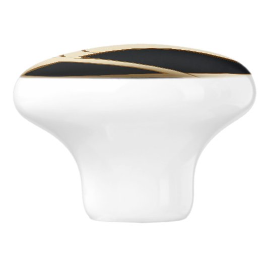 Modernes Verziertes Schwarzes Gold Keramikknauf (Seitenansicht)