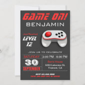 Modernes Videospiel Roter Kindergeburtstag Party l Einladung (Vorderseite)