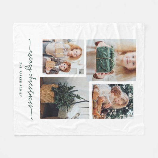 Modernes Vier-Foto Collage Fleece Blanket (Vorderseite (Horizontal))
