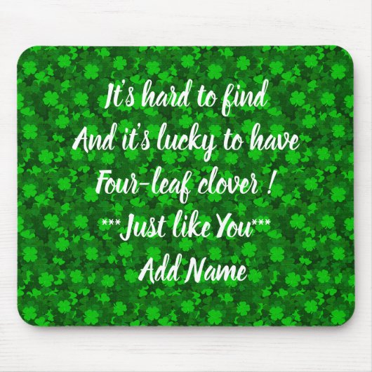 Modernes Vierblättriges Kleeblatt Mousepad (Vorne)