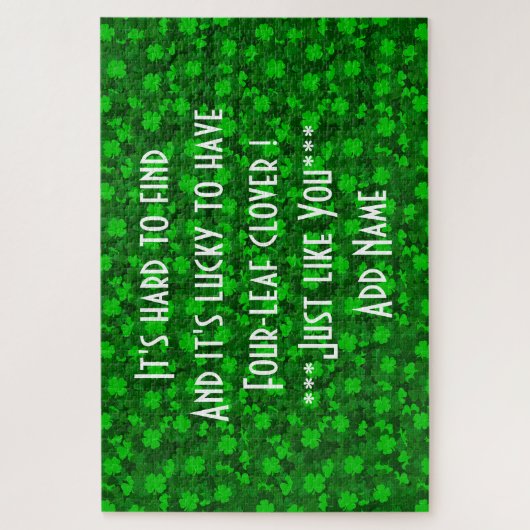 Modernes Vierblättriges Kleeblatt Puzzle (Vertikal)