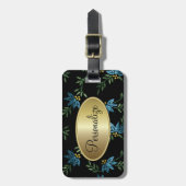 Modernes, Viktorianisches Aquamarines Blumendesign Gepäckanhänger (Vorderseite vertikal)