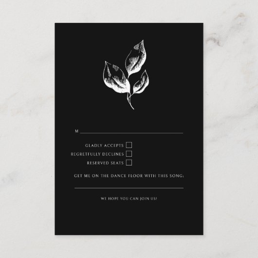 Modernes Viktorianisches monochromes Hochzeitsszen Begleitkarte (Rückseite)