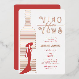 Modernes Vino vor Vows Brautparty Rose Folieneinladung