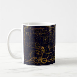 Modernes Vintag Dark Blue Gold Sagittarius Zodiac Kaffeetasse