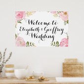 Modernes Vintag rosa Blumenbanner Poster (Küche)