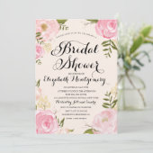 Modernes Vintag rosafarbenes Brautparty Einladung (Stehend Vorderseite)