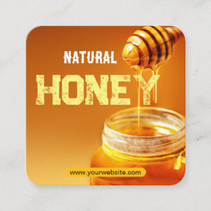 Modernes Vintage-Bienenhonig-Label handgefüllt Quadratische Visitenkarte