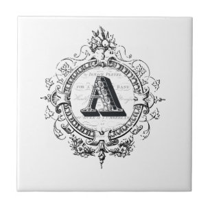 Modernes vintage-französisches Monogramm Buchstabe Fliese
