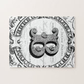 Modernes vintage-französisches Monogramm Buchstabe Puzzle (Horizontal)