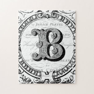 Modernes vintage-französisches Monogramm Buchstabe Puzzle