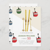 Modernes Vintages Aprés Ski Skifahren Geburtstag Einladung (Vorne/Hinten)