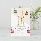 Modernes Vintages Aprés Ski Skifahren Geburtstag Einladung (Stehend Vorderseite)