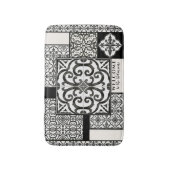 Modernes Vintages Bauernhaus Schwarz/Weiß Name Badematte (Vorderseite Vertikal)