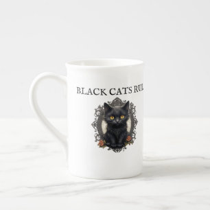 Modernes Vintages Black Cat Alt Paper - kundenspez Porzellantasse