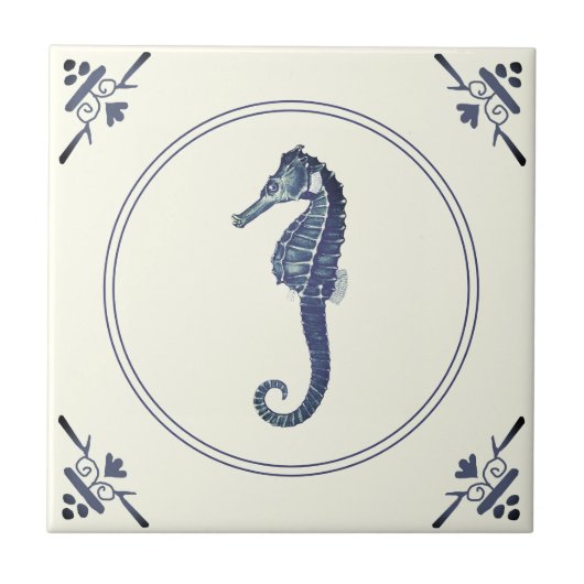 Modernes Vintages Blaues Meer Fliese (Vorderseite)