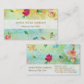 *~* Modernes Vintages Blumenmuster Gold Glitzer Visitenkarte (Vorne/Hinten)