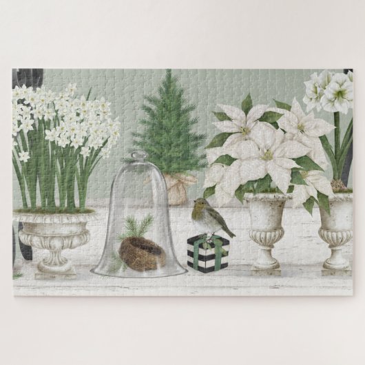 Modernes Vintages Blumenpuzzle Puzzle (Horizontal)