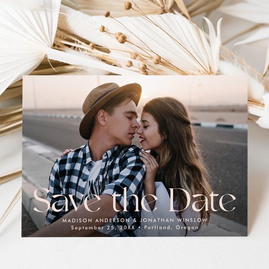 Modernes Vintages Blush Letting Foto Save The Date
