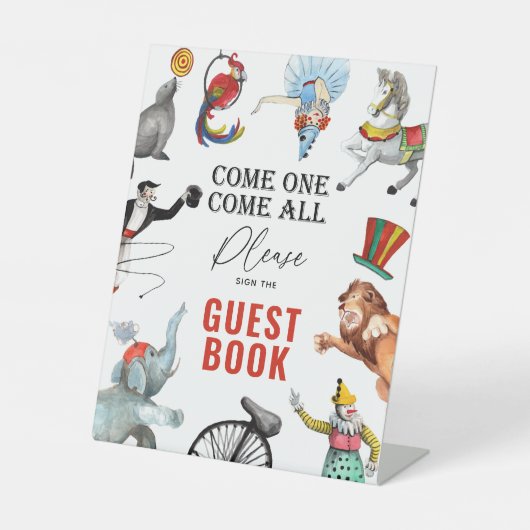 Modernes Vintages Circus Carnival Gästebuch Sockelschild (Vorderseite)