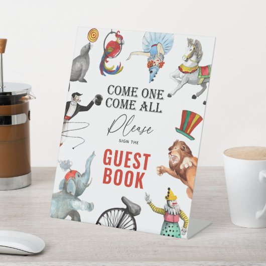 Modernes Vintages Circus Carnival Gästebuch Sockelschild (In SItu)