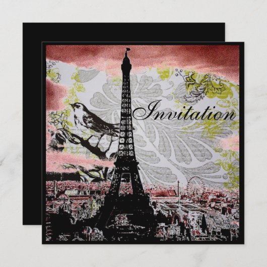 modernes Vintages eiffelturm paris Brautparty Einladung (Vorne/Hinten)