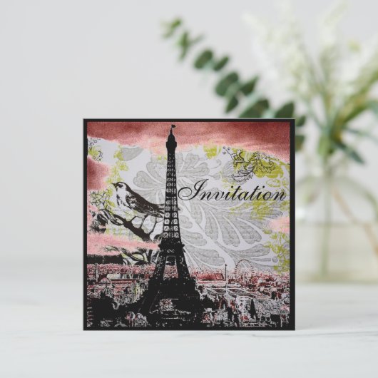 modernes Vintages eiffelturm paris Brautparty Einladung (Stehend Vorderseite)