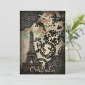 modernes Vintages eiffelturm paris Brautparty Einladung (Stehend Vorderseite)