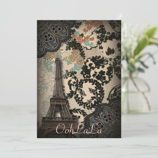 modernes Vintages eiffelturm paris Brautparty Einladung (Stehend Vorderseite)