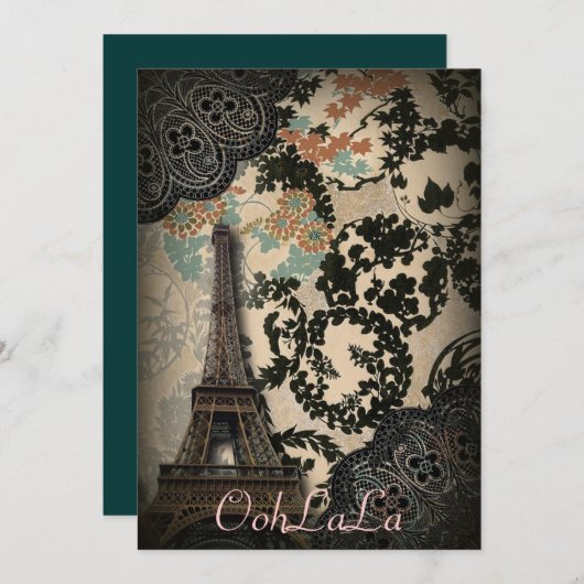 modernes Vintages eiffelturm paris Brautparty Einladung (Vorne/Hinten)