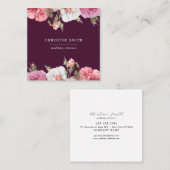 Modernes Vintages, einfaches Blumengeschäft Quadratische Visitenkarte (Vorne/Hinten)