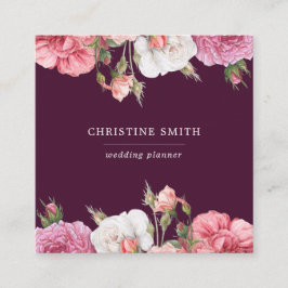 Modernes Vintages, einfaches Blumengeschäft Quadratische Visitenkarte