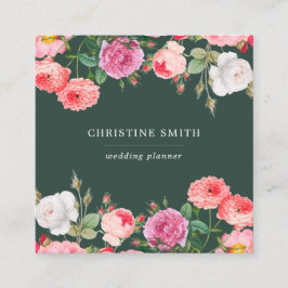 Modernes Vintages, einfaches Blumengeschäft Quadratische Visitenkarte