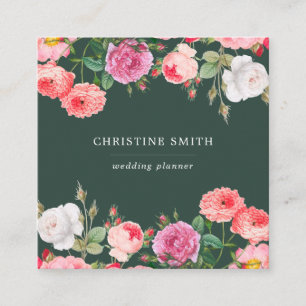 Modernes Vintages, einfaches Blumengeschäft Quadratische Visitenkarte