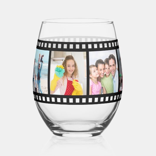 Modernes, Vintages Filmstrip-Foto Weinglas Ohne Stiel (Vorderseite)