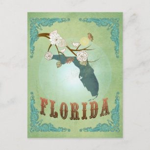 Modernes Vintages Florida Staat Map - Sage Green Postkarte