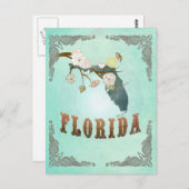 Modernes Vintages Florida Staat Map - Türkisblau Postkarte (Vorne/Hinten)