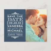 Modernes Vintages Foto Save the Date Ankündigungspostkarte (Vorderseite)