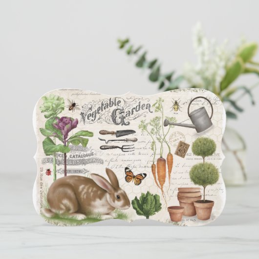 Modernes, Vintages französisches Bauernhaus-Kaninc Einladung (Stehend Vorderseite)