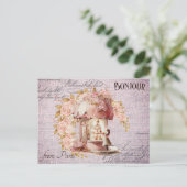 Modernes Vintages französisches Café Floral Paris Postkarte (Stehend Vorderseite)