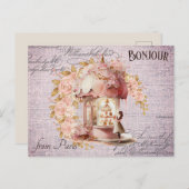 Modernes Vintages französisches Café Floral Paris Postkarte (Vorne/Hinten)