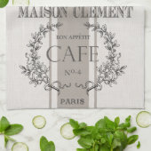 modernes Vintages französisches Café Geschirrtuch (Gefaltet)