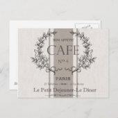 modernes Vintages französisches Café Postkarte (Vorne/Hinten)