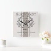 modernes Vintages französisches Café Quadratische Wanduhr (Zuhause)