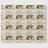 modernes Vintages französisches Kaninchen im Geschenkpapier (Flach)