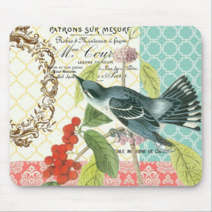 Modernes Vintages französisches Vogel mousepad