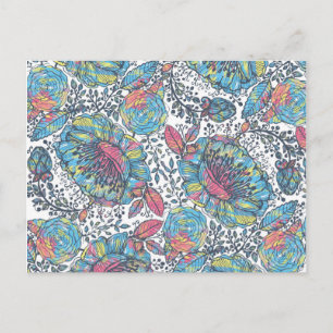 Modernes Vintages Gelbblau Postkarte