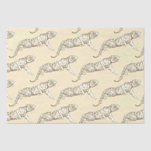 Modernes Vintages Gold Beige Tigermuster Seidenpapier (Vorderseite)